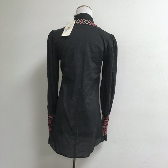Alice by Temperley siesta black tunic embroidered shirt 4 Anthropologie NWT - Picture 7 of 11